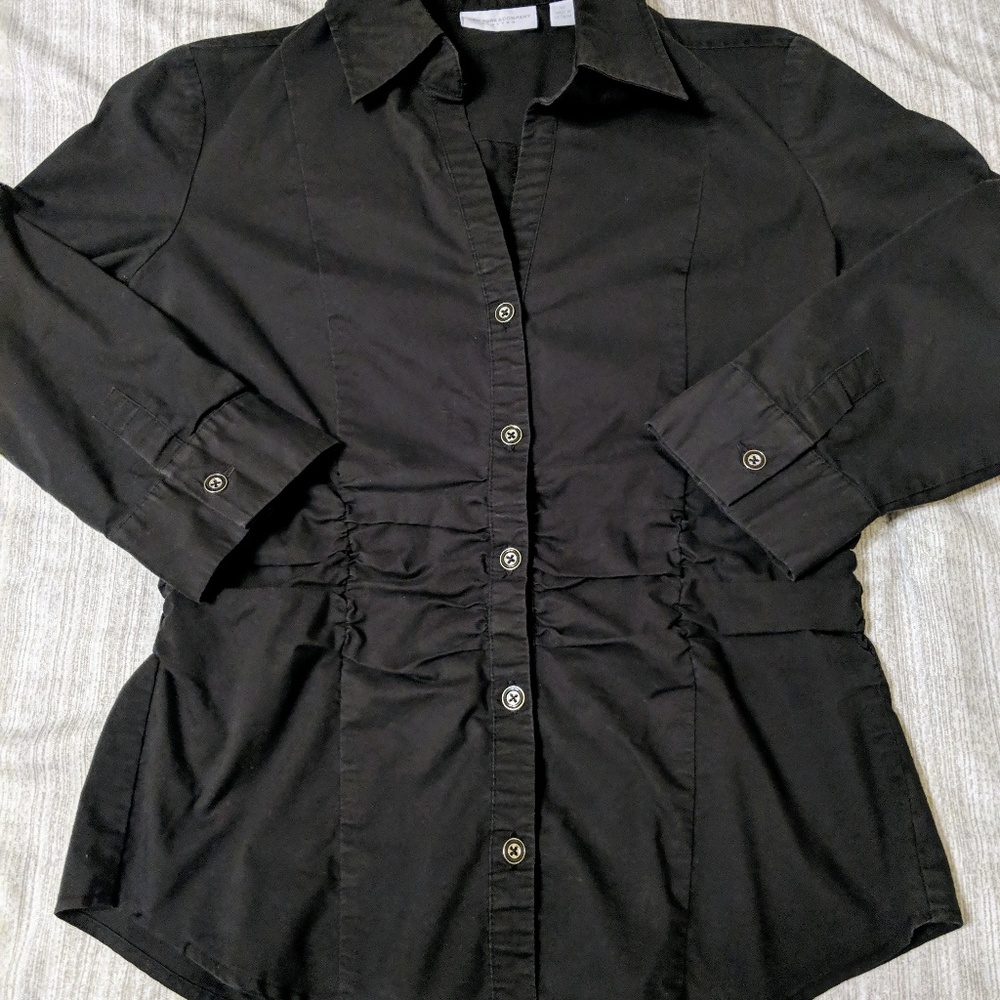 ✳️ REDUCED✳️NY&C Black 3/4 Sleeve Button-Down